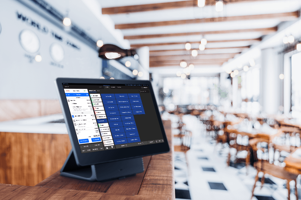 Shift4 Dine menu screen on a restaurant POS